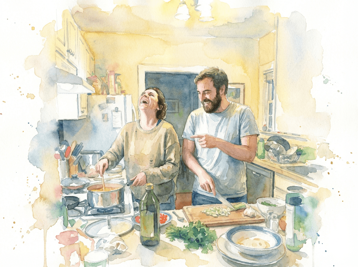 Couple Cooking in Kitchen