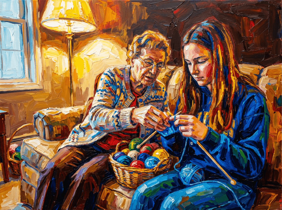 Grandparent Teaching a Craft