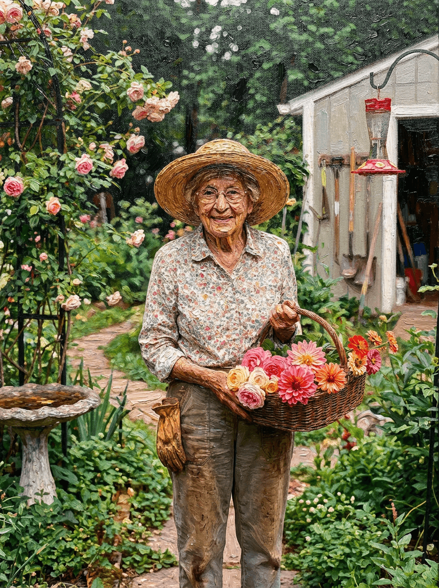 Elderly Woman in Garden